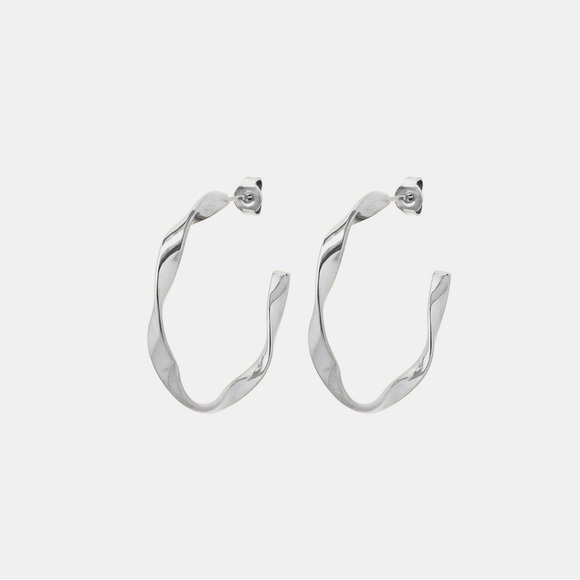 Titanium Steel C-Hoop Earrings - Picture 6 of 9